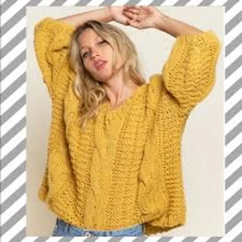 POL Cable Knit Chunky Sweater, Turtleneck, Drop Sleeve, Oversized, Womens Sz M